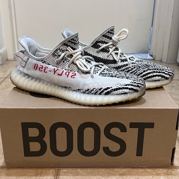 Adidas Yeezy Boost 350 V2 White/Black/Red "Zebra"- Men's 11.5 - Picture 2 of 2